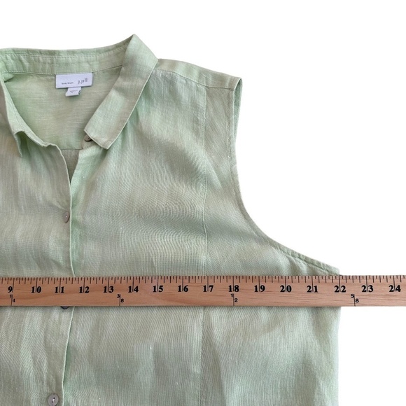J.Jill Love Linen Women's Size L Button Front Tunic Peplum back Sleeveless Top - Picture 11 of 16